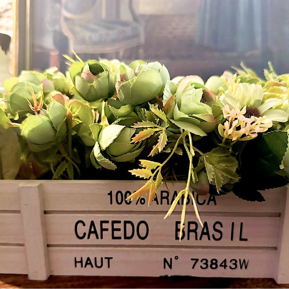 Faux sage green, mint green flowers